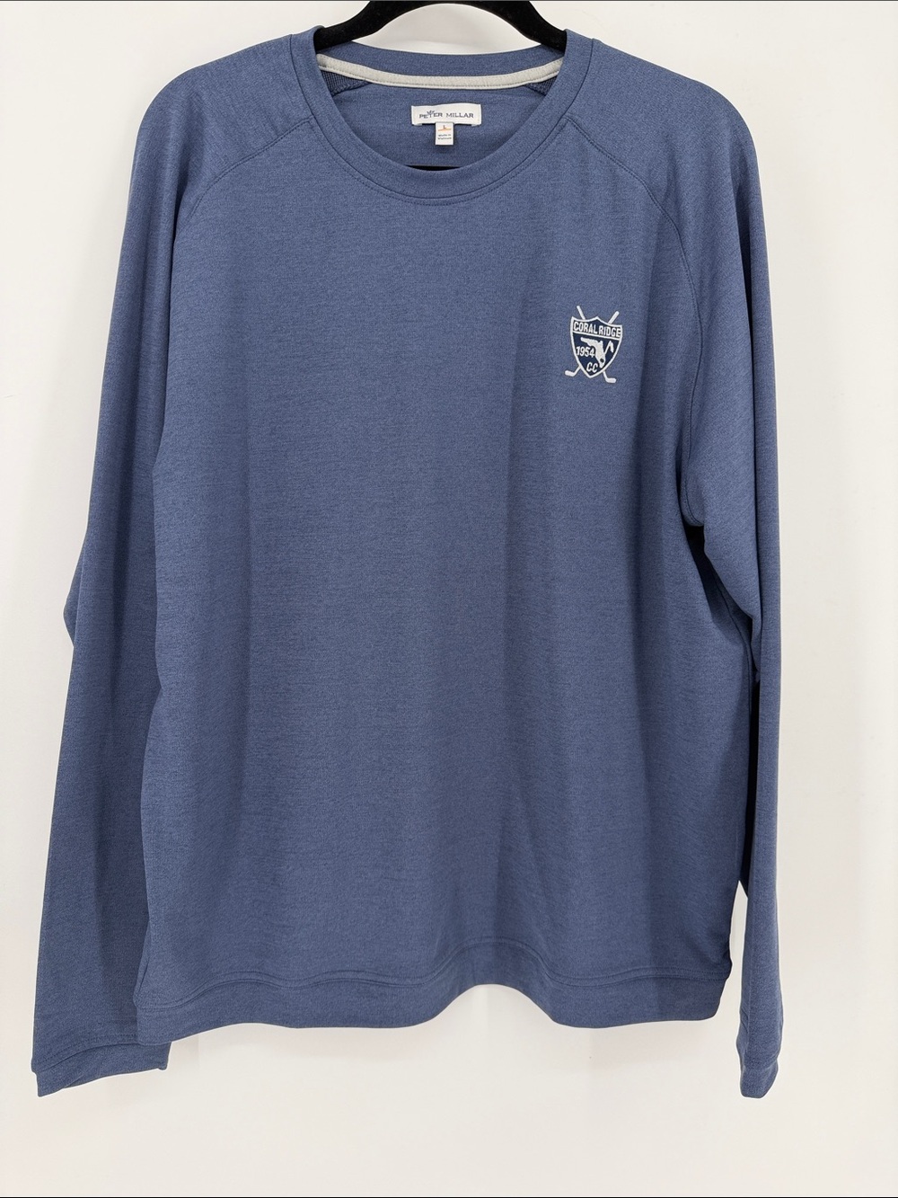 Peter Millar Men’s Large Blue Long Sleeve Golf Pullover Coral Ridge CC
